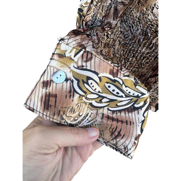 Sere Nade New York Women's Vintage Secretary Blouse Crinkle Pleated Floral XL - Picture 7 of 7